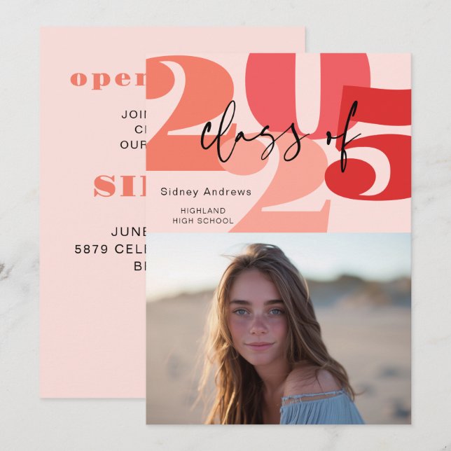 Catégorie de 2025 Diplôme Faire-part principal (Devant / Derrière)