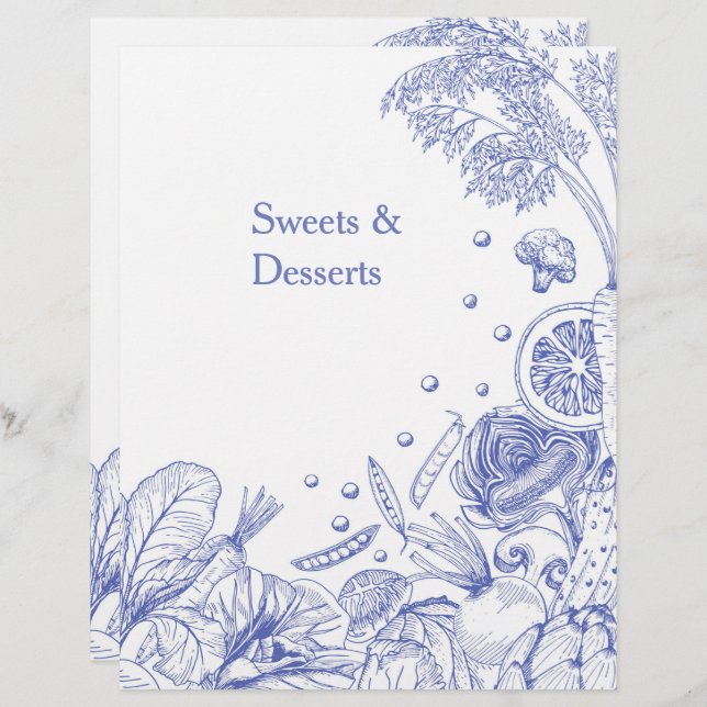 Catégorie de recette de légumes bleus dessinés à l (Devant / Derrière)