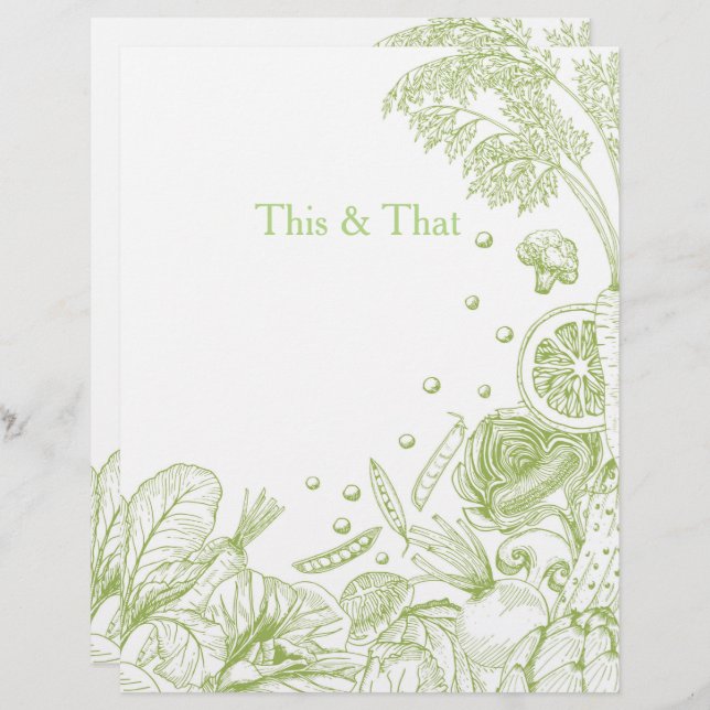 Catégorie de recette de légumes verts dessinés à l (Devant / Derrière)