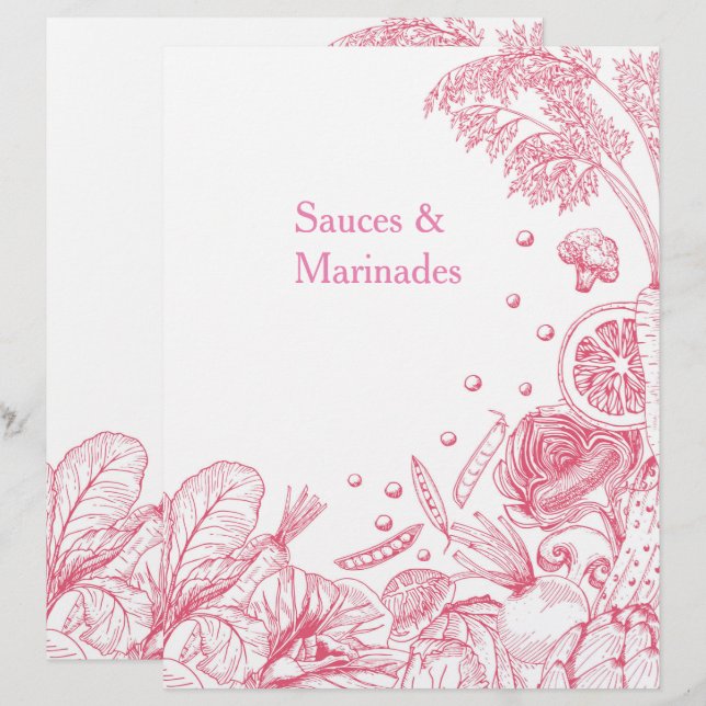 Catégorie de recettes de légumes roses dessinés à  (Devant / Derrière)