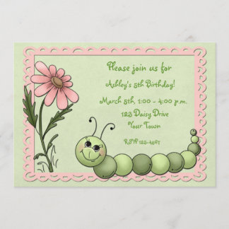 Caterpillar mignon, marguerite, invitation