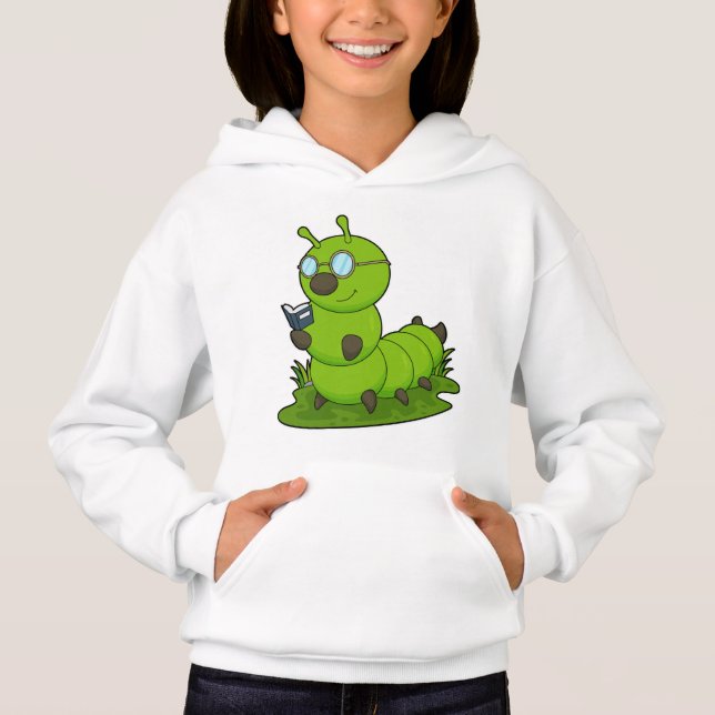Caterpillar Nerd avec lunettes et livre (Devant)