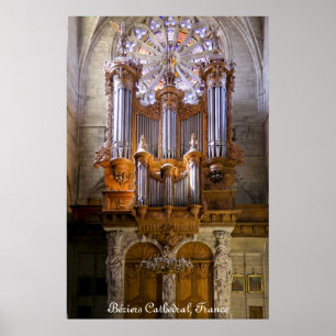 Cathédrale de Béziers, France, affiche d'orgue sou
