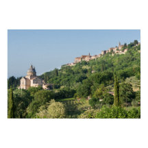 Cathédrale de Montepulciano et affiche de la ville