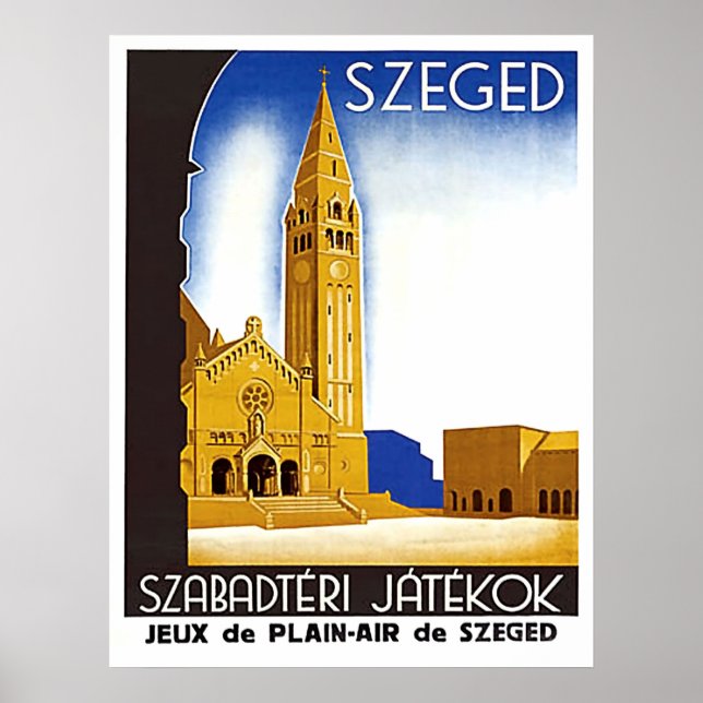 Cathédrale de Szeged, Hongrie, affiche de voyage v (Devant)