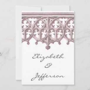 Cathédrale Grey & Rose Mariage Invitations