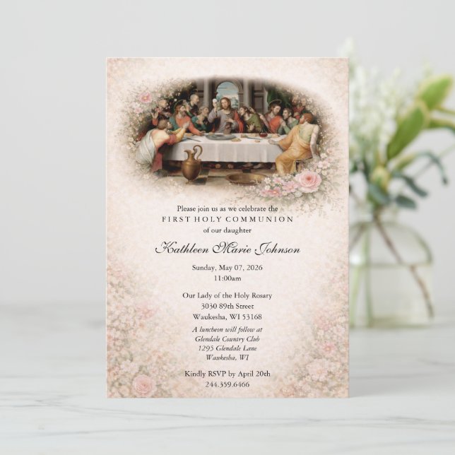 Catholic Jesus First Communion Invitations (Debout devant)