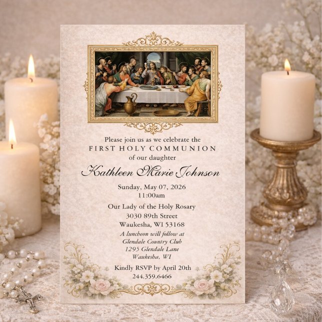 Catholic Jesus Girl First Communion Invitations (Créateur téléchargé)