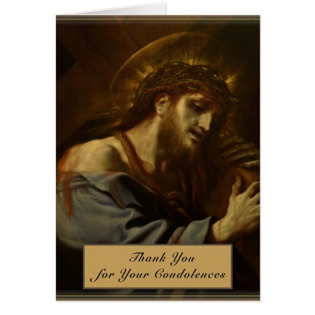 Catholic Jésus portant la Croix Prière funéraire (Devant)
