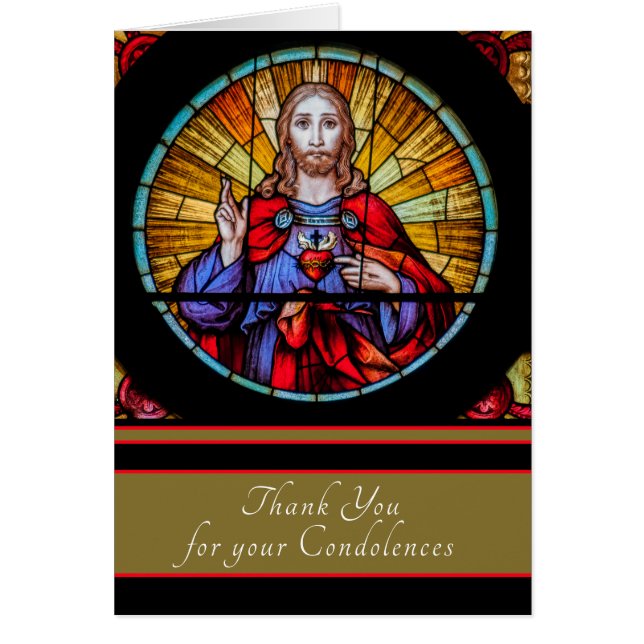 Catholic Jésus Sacré-Cœur Condoléances Merci (Devant)