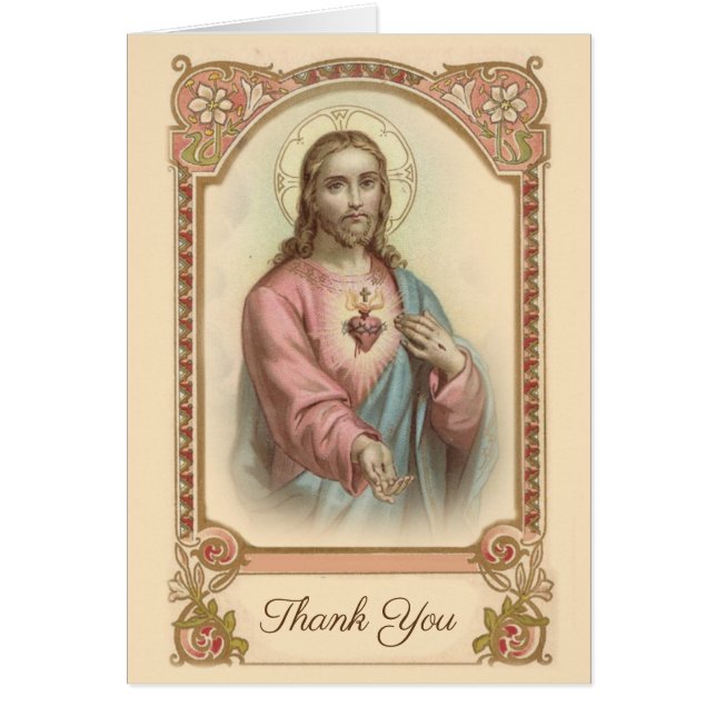 Catholic Jésus Sacré-Cœur Condoléances Merci (Devant)