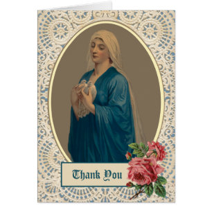 Catholic Mary Funeral Sympathy Holy Card Thank You