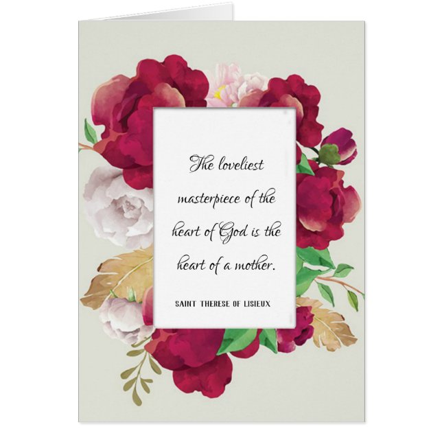 Catholic St. Therese Mothers Quote  Painted Roses (Devant)
