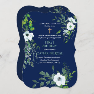 Catholique 1er anniversaire Invitation aquarelle F