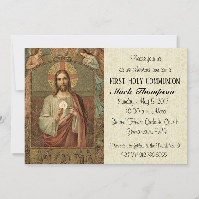 Catholique Jésus Première communion Invitations (Devant)