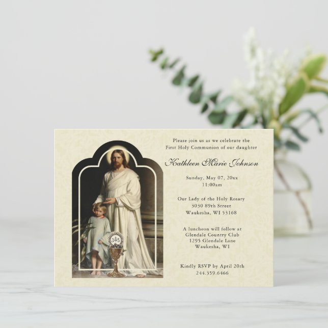 Catholique Jésus Première communion Invitations (Debout devant)
