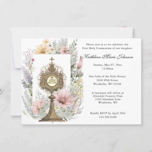 Catholique Jésus Première communion Invitations (Devant)