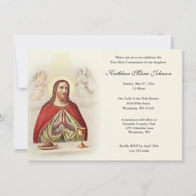 Catholique Jésus Première communion Invitations (Devant)