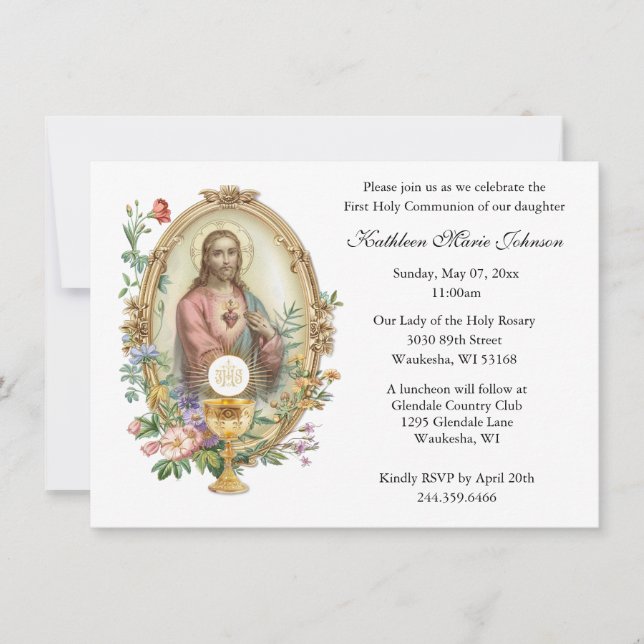 Catholique Jésus Première communion Invitations (Devant)