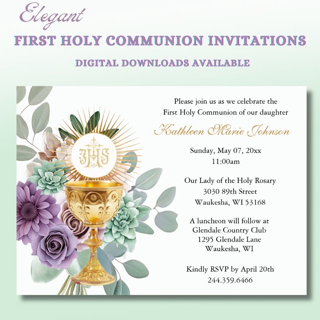 Catholique Jésus Première communion Invitations fl (Créateur téléchargé)