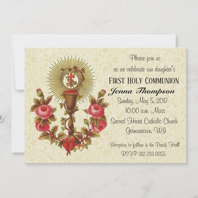 Catholique Jésus Première communion Invitations Vi (Devant)
