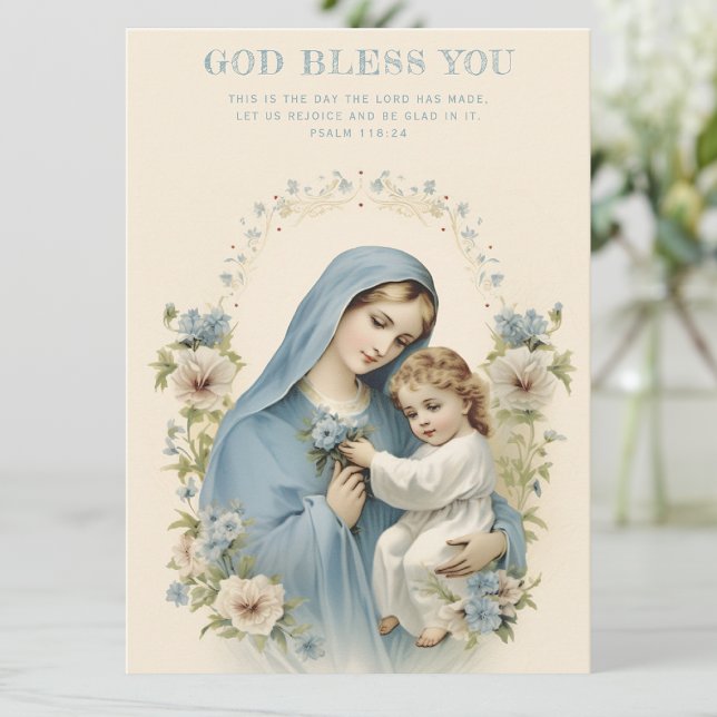 Catholique Marie et Jésus Écriture Florale (A sweet card for just about any occasion! Easy to personalize! )