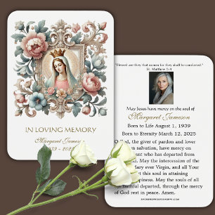 Catholique Mary Floral Funeral Memorial Carte Sain