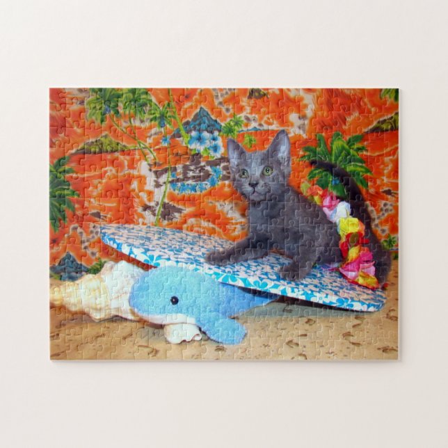 Catiana's Hawaiian Vacation - Surfer- Cat Puzzle (Horizontal)