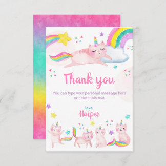 Caticorn Anniversaire Carte de remerciements perso