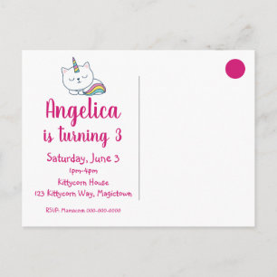 Caticorn   Invitation sur carte postale   Blanc