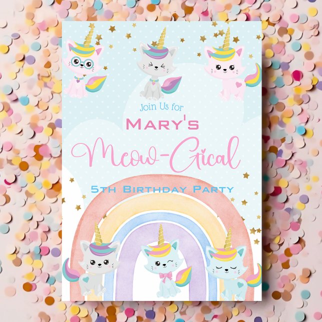 Caticorn Meow-Gical Invitation d'anniversaire (Créateur téléchargé)