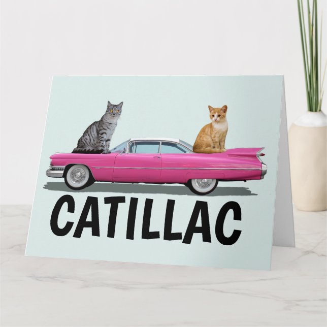 CATILLAC CHAT ROSE CLASSIQUE VOITURE GRANDE CARTES (Devant)