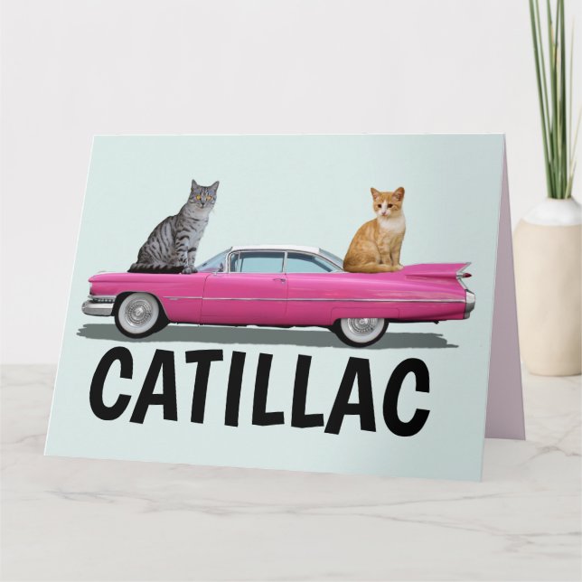 CATILLAC CHAT ROSE CLASSIQUE VOITURE grandes carte (Devant)