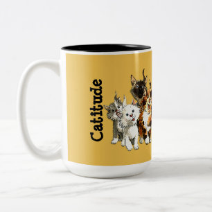 Catitude Cute Kitty Chats Mug café jaune