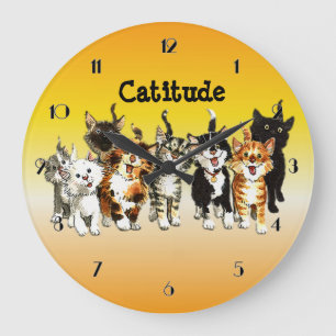 Catitude Cute Kitty Chats Mur Horloge