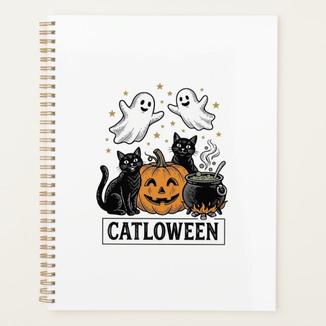 Catloween Chat Fantôme Vintage Design de Chemise H (Devant)