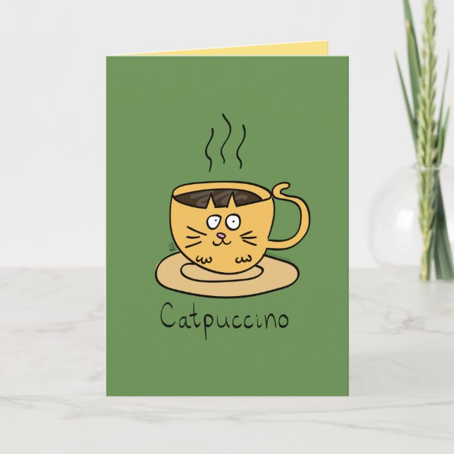 Catpuccino Café Cappuccino Carte de voeux pour cha (Devant)