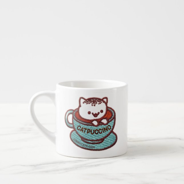 CATPUCCINO CAT Brodé Patch Espresso Mug (Gauche)