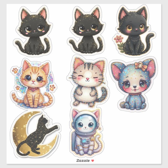Cats and Cats Custom-Cut Vinyl Sticker (Feuille)