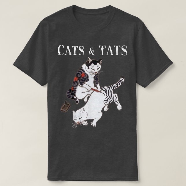 Cats and Tats t-shirt tattoo lover tee C (Design devant)