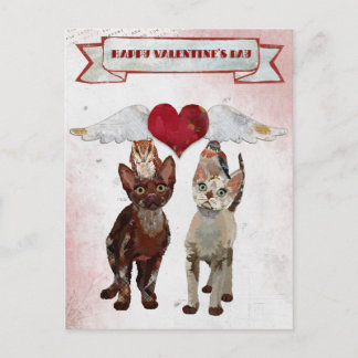 CATS & FEATHERS Carte Postale VALENTINE