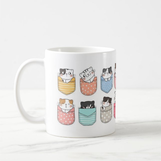 Cats in Colorful Pockets Mug (Gauche)