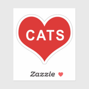 CATS Red Love Heart Vinyl Sticker