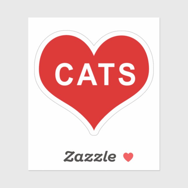 CATS Red Love Heart Vinyl Sticker (Feuille)