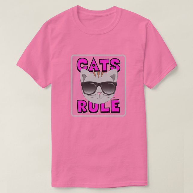 CATS RULE PINK Cute Cat Lover tshirt (Design devant)