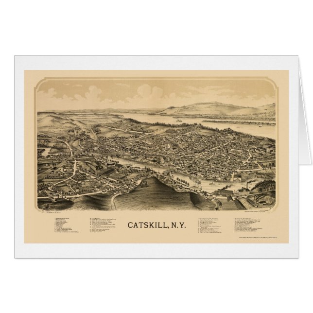 Catskill, carte panoramique de NY - 1889 (Devant horizontal)