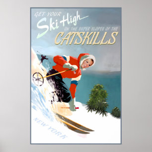 Catskills New York Neige Ski Affiche Voyage Paris