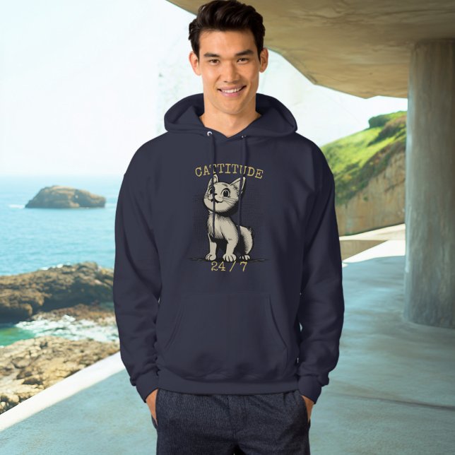 Cattitude 24h/24 - Sweat à capuche chat toujours a (Créateur téléchargé)
