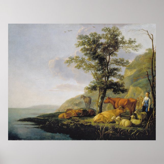 Cattle near a River  Aelbert Cuyp  Poster (Devant)