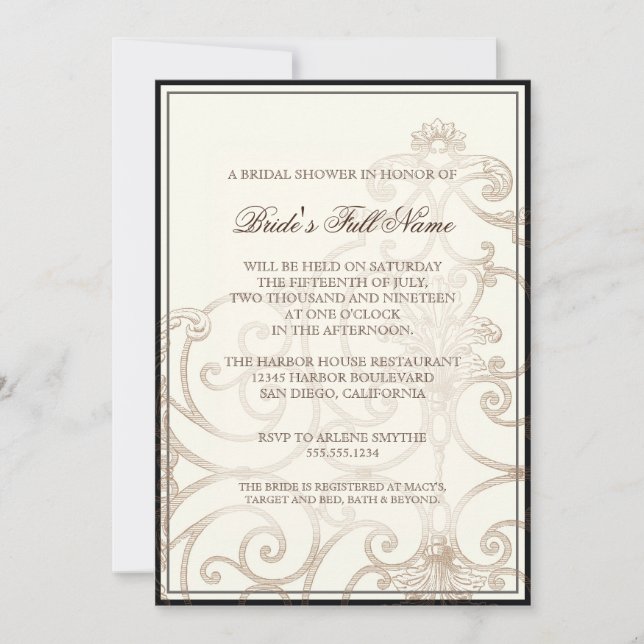 Cattleya Orchid Cream Black - Invitation Fête des  (Devant)